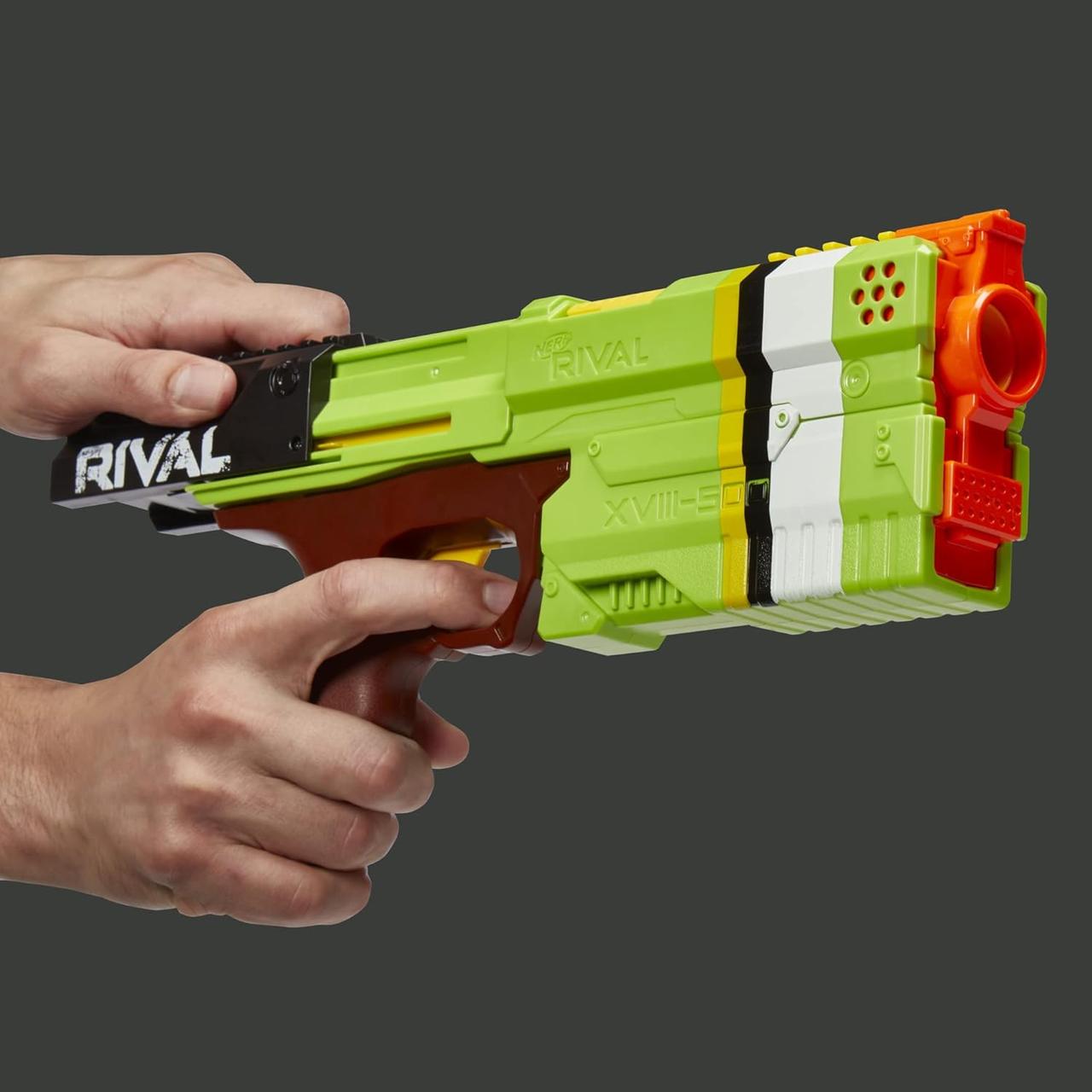 Бластер Nerf Соперник Кронос экстразеленый Rival Kronos Exclusive Green XVIII-500 (F4731) - фото 4 Бластер Nerf Соперник Кронос экстразеленый Rival Kronos Exclusive Green XVIII-500 (F4731) - фото 4