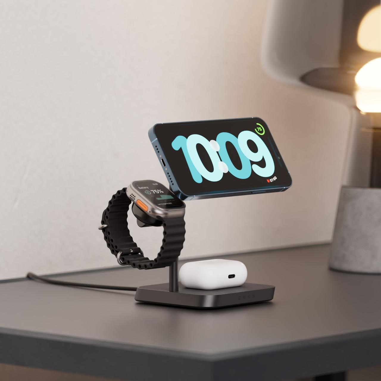 Док-станция беспроводная Zens Magsafe 4в1 43W wireless charging station для Apple Iphone 12-15 Apple (2290549049)