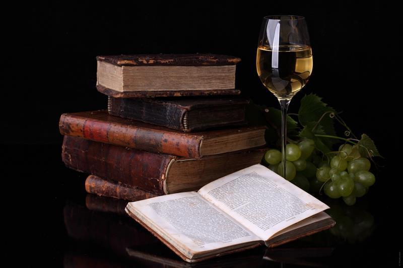 Картина на холсте Вино и книги 55х85 см (E117L)