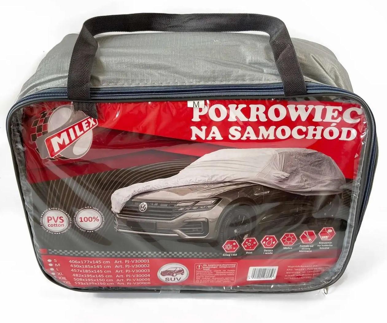 Тент для авто джип/мінівен MILEX Jeep PEVA/PP Cotton підкладка/кишені/замок M 430х185х145 см (PJ-V30002) - фото 3