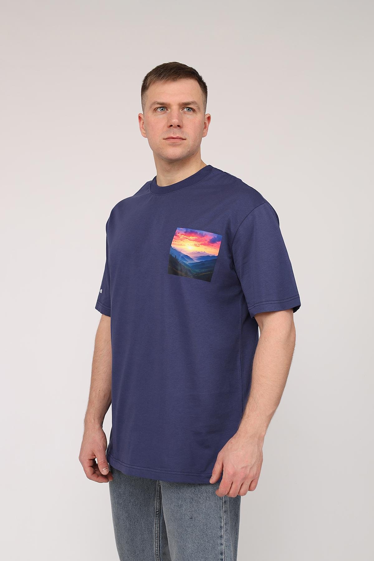 Футболка мужская ЦБ-00272017 с коротким рукавом р. 50 Синий (SKT001050307)