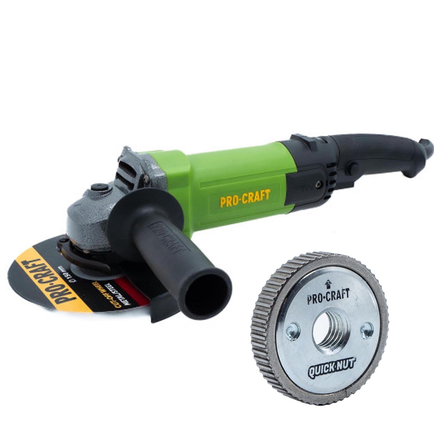 Кутошліфувальна машина Procraft PW1600SE 150 мм в комплекті швидкозатискна гайка Procraft M14 (141600)