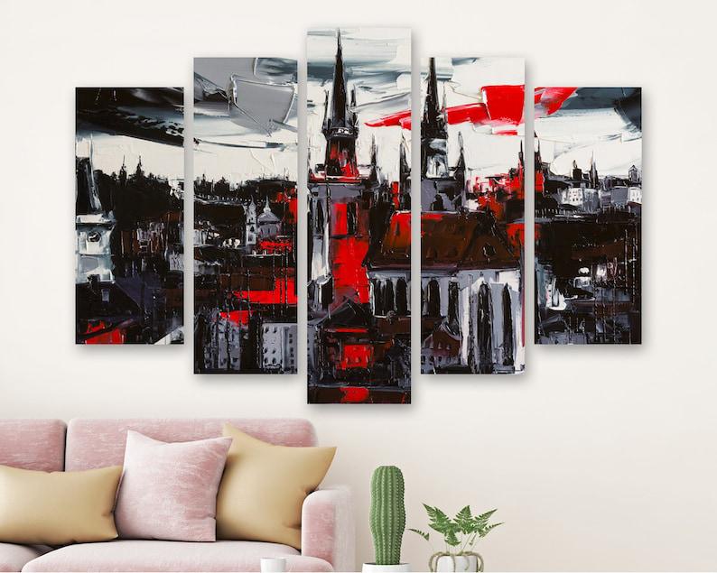 Модульная картина на холсте из пяти частей KIL Art Красное пражское полотно 112x68 см (M51_M_198)