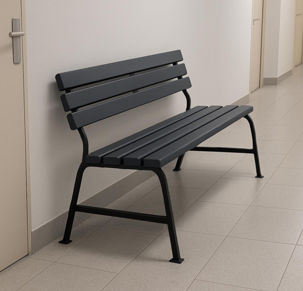 Лавка пластиковая ТЕБИ ШО для дачи/сада и парка 1504х822х707 мм Графитово-черный