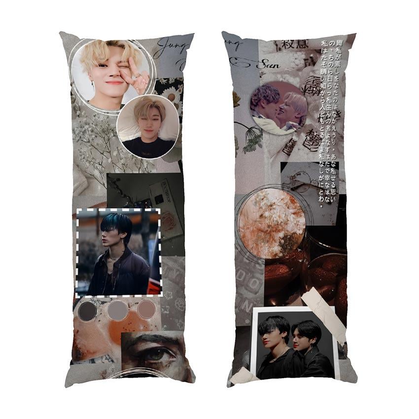 Подушка дакимакура Bang Chan Cute collage Stray Kids габардин 140х45 см (113254-2)