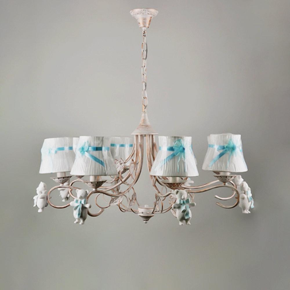 Люстра подвесная с абажуром Light House SRS-18498/8 Белый/Золотой