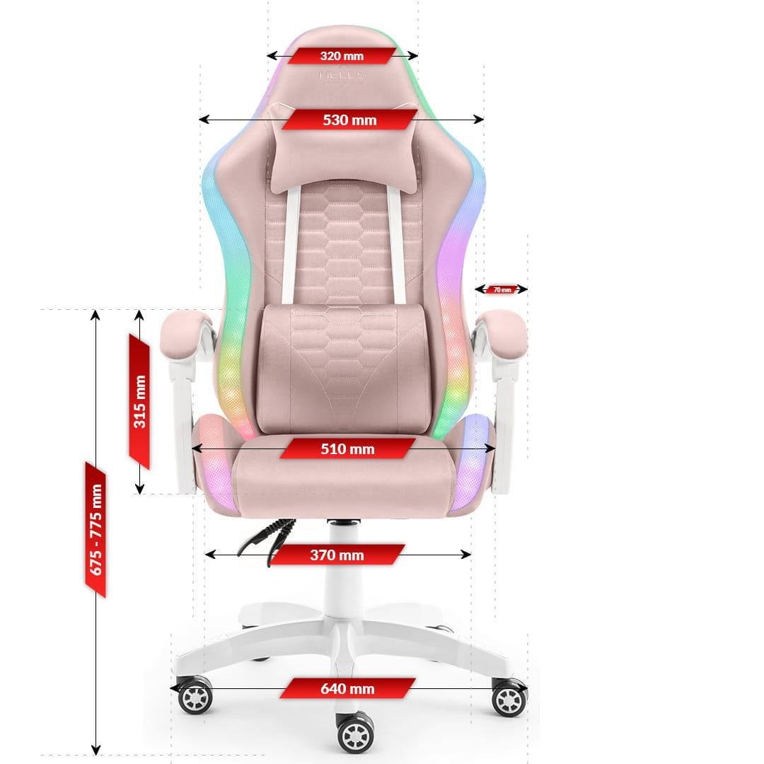 Крісло ігрове Hell's HC-1000 LED тканина Pink - фото 9