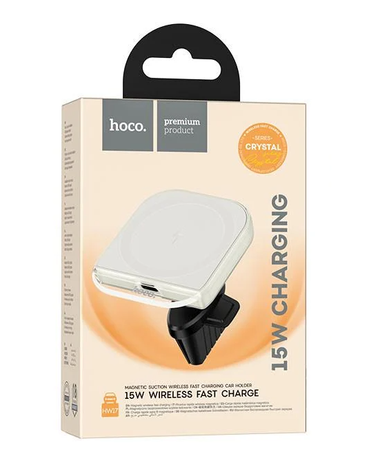 Автодержатель с беспроводным зарядным устройством Hoco HW17 Crystal White (00000069110_3) Автодержатель с беспроводным зарядным устройством Hoco HW17 Crystal White (00000069110_3)