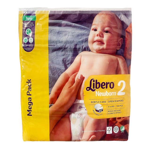 Подгузники детские Libero Newborn 2 3-6 кг 104 шт. MegaPack (122169724)