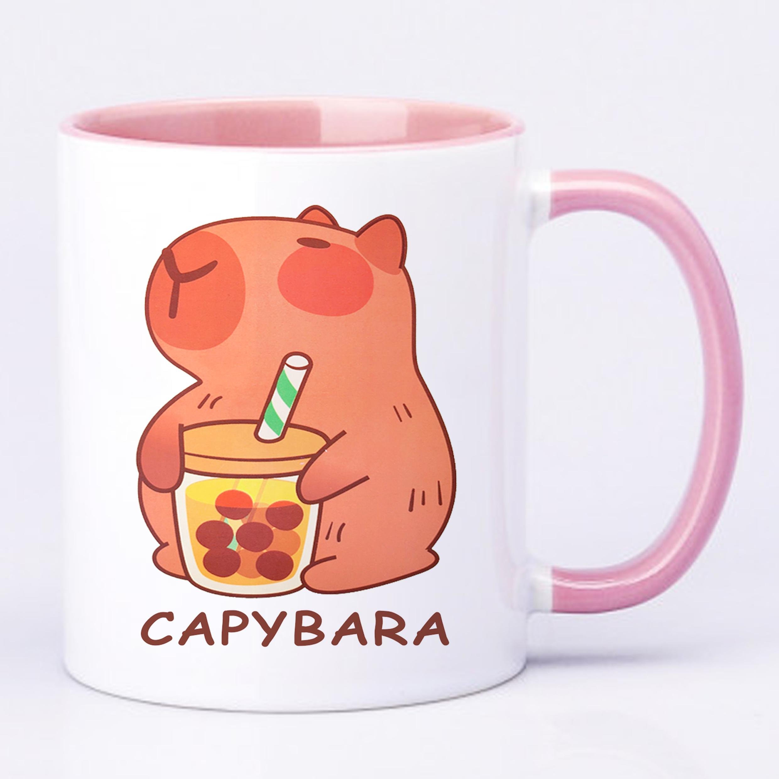 Чашка з друком Капібара 330 мл Рожевий (23945) - фото 2