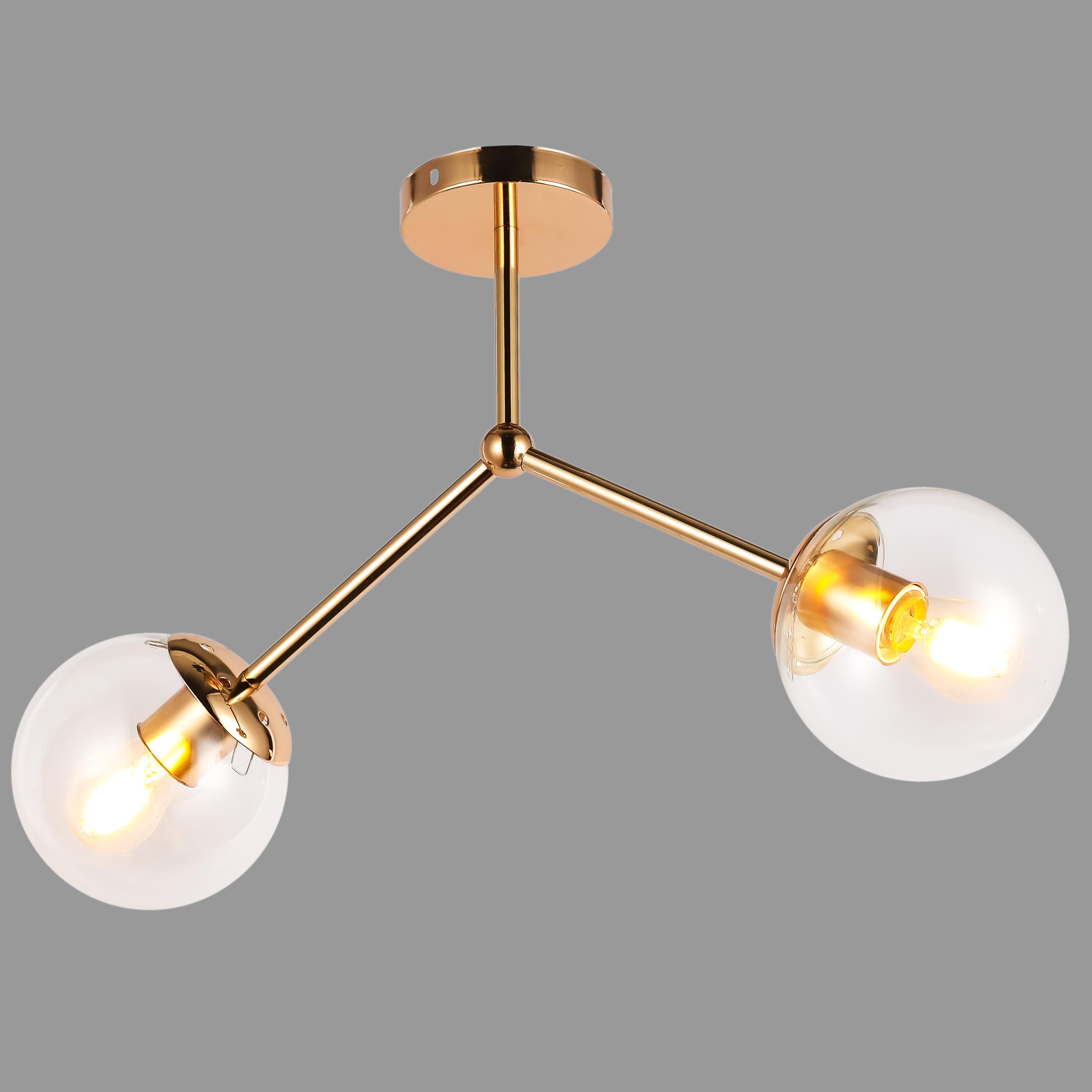 Люстра потолочная с двумя плафонами (52-9811-2 GD+CL)