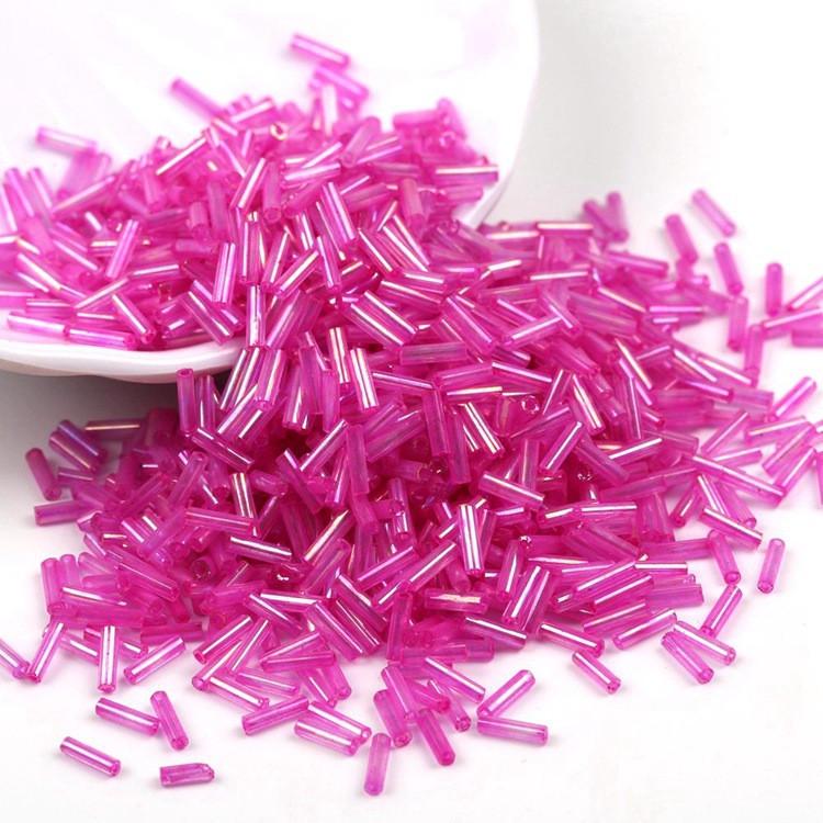 Бисер стеклярус блестящий 2х6 мм 50 г Розовый (БР0206с10)