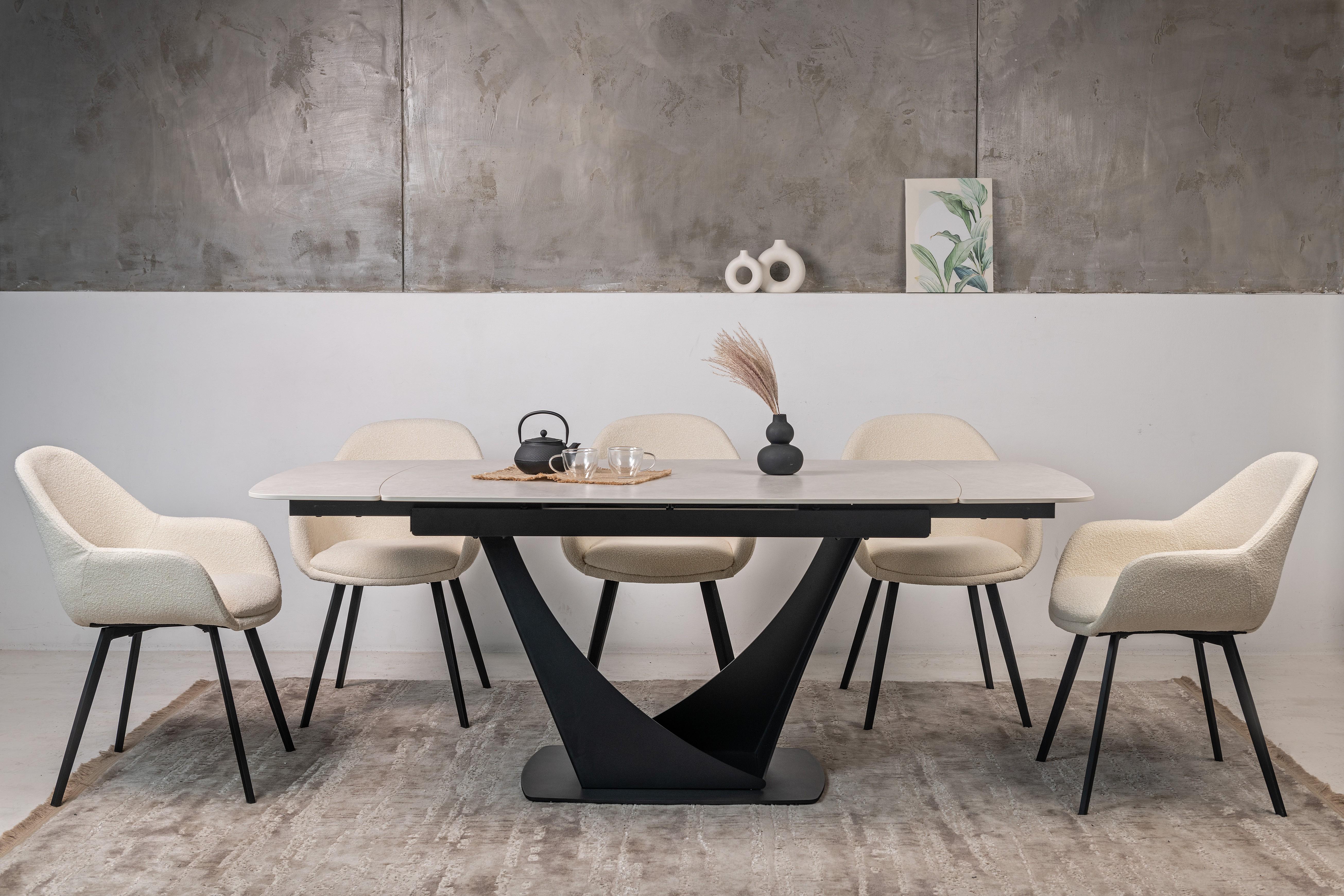 Стіл обідній розсувний Vetro Mebel Еліо 1400- 2000x900x760 мм Крема делікато/Чорний (TМL-990) - фото 11 Стіл обідній розсувний Vetro Mebel Еліо 1400- 2000x900x760 мм Крема делікато/Чорний (TМL-990) - фото 11