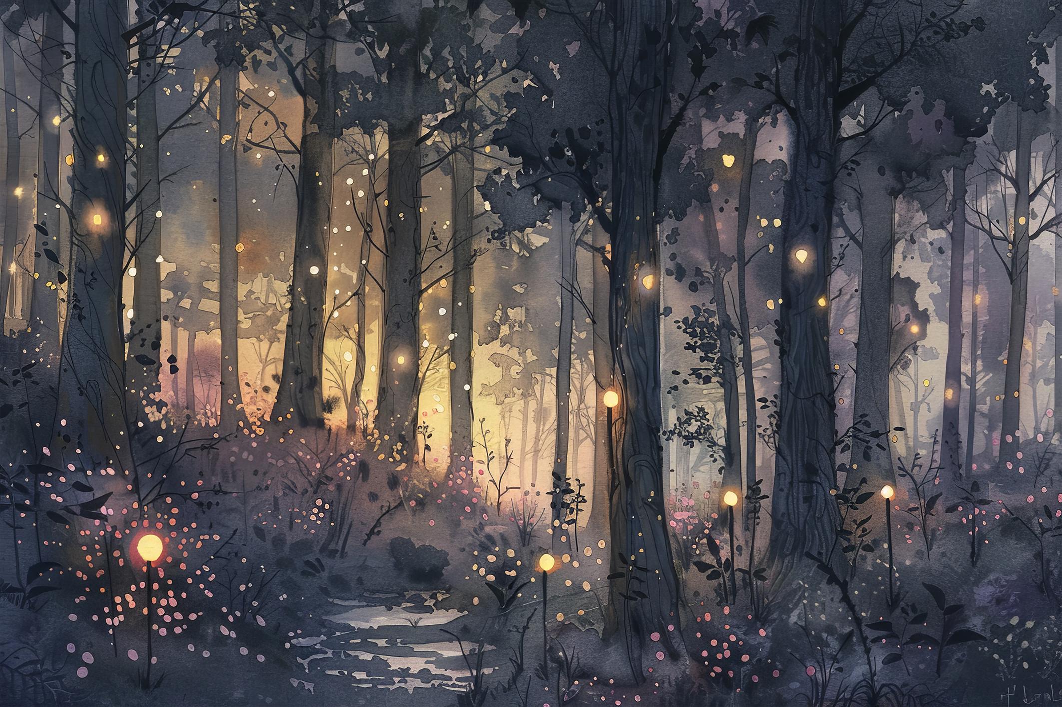 Фотообои флизелиновые Upstream Волшебный лес в сиянии 180х120 см (S5KID-072/2)