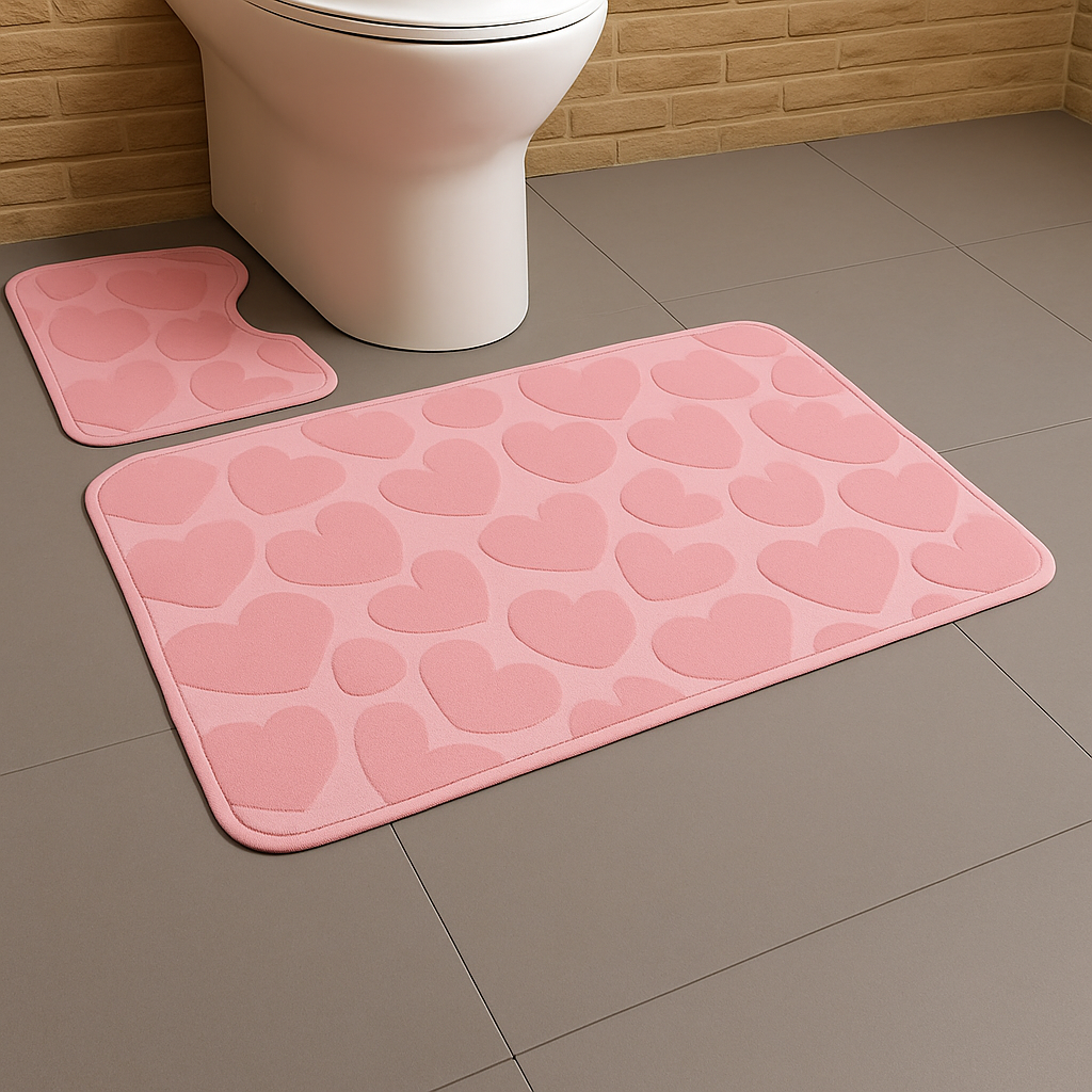 Набір килимків для ванної кімнати 3D Сердечки з гумовим покриттям 2 шт. Рожевий (28766961) - фото 6 Набір килимків для ванної кімнати 3D Сердечки з гумовим покриттям 2 шт. Рожевий (28766961) - фото 6