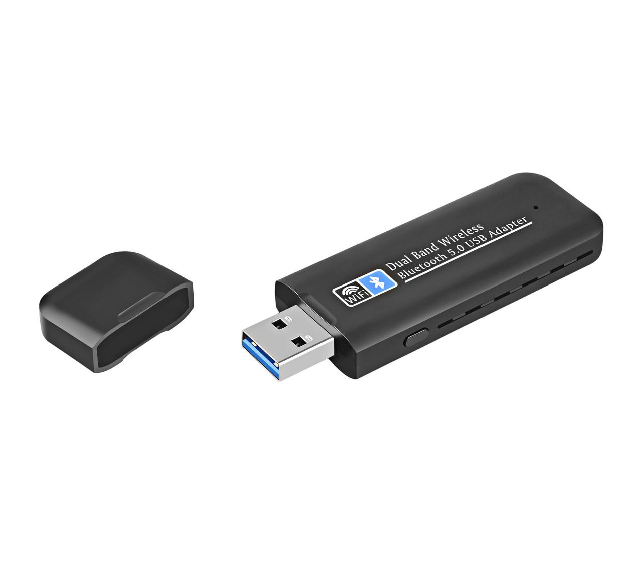 Wi-Fi/Bluetooth адаптер Bodasan WB803 1300Mb двухдиапазонный 2,4/5GHz с Bluetooth 5.0 Black (WB803)