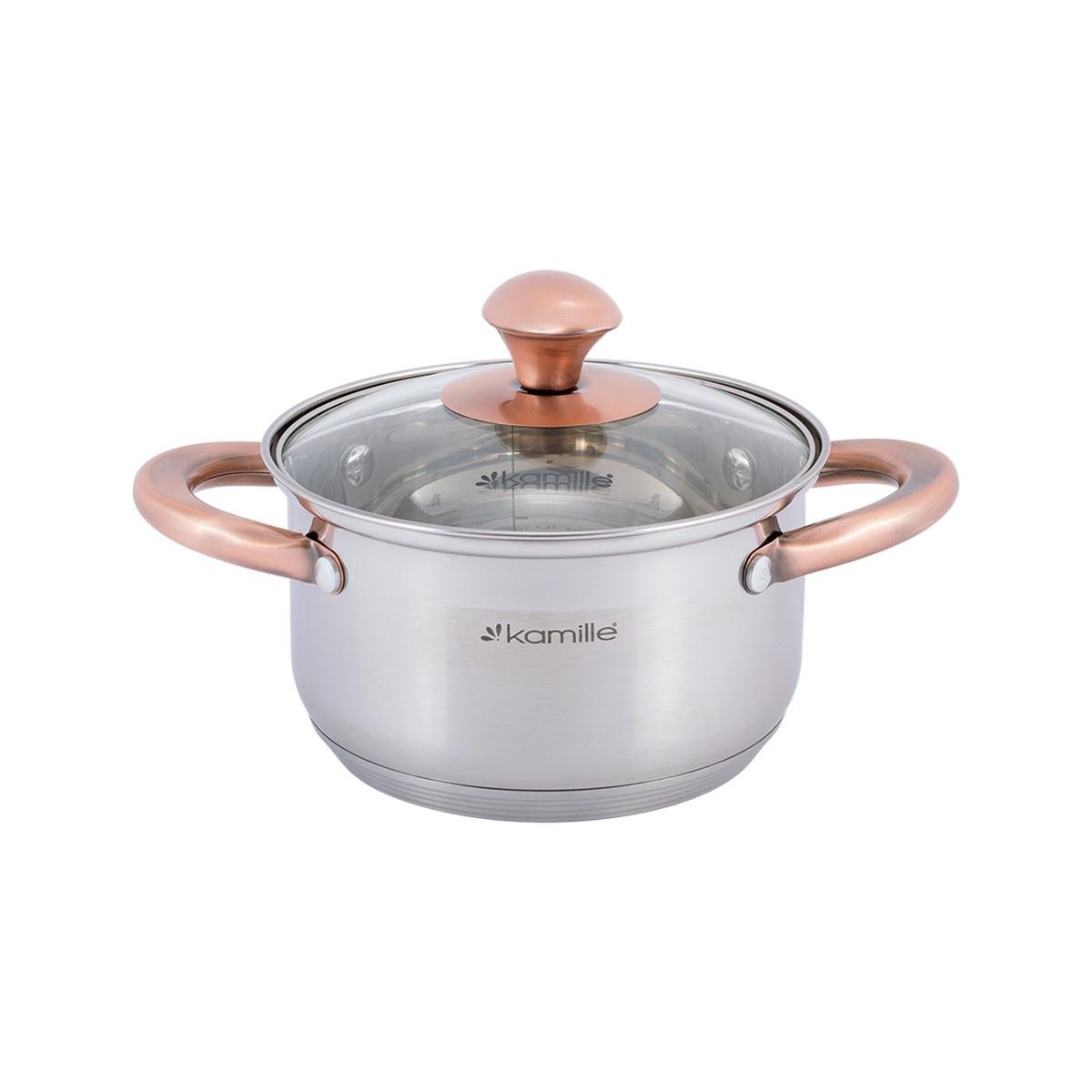 Набір каструль із кришками Kamille КМ-4935 із нержавіючої сталі з 4-х предметів Сталевий (150-84-4935) - фото 3 Набір каструль із кришками Kamille КМ-4935 із нержавіючої сталі з 4-х предметів Сталевий (150-84-4935) - фото 3