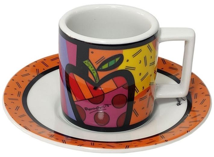 Кофейная пара Bergner Britto чашка и блюдце керамика 90 мл Оранжевый (PBR01-PME)