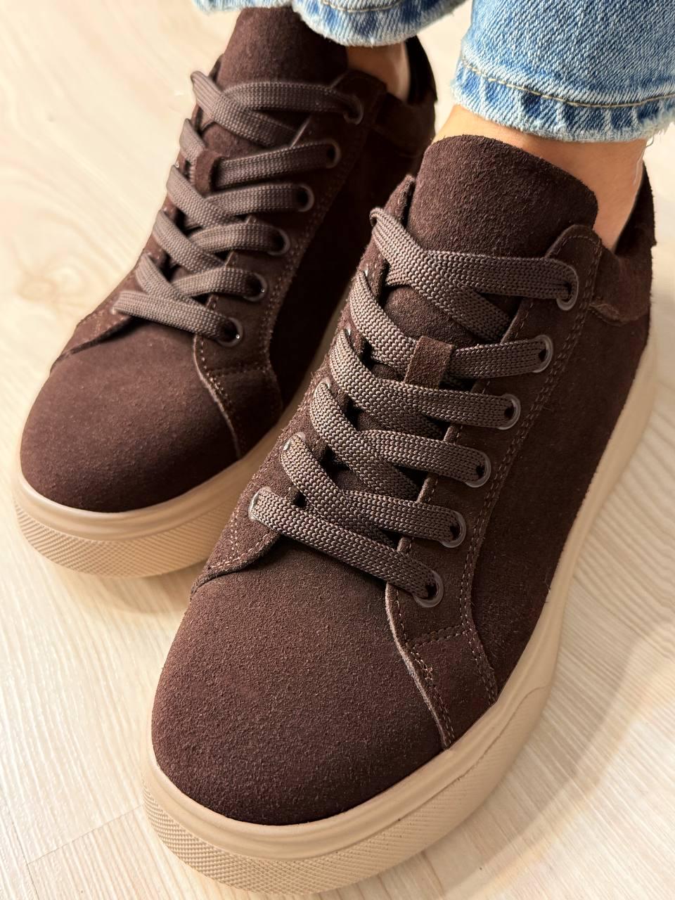 Кеды женские Hengji 85-12 натуральный замш на платформе р. 38 24,5 см Коричневый - фото 4 Кеды женские Hengji 85-12 натуральный замш на платформе р. 38 24,5 см Коричневый - фото 4