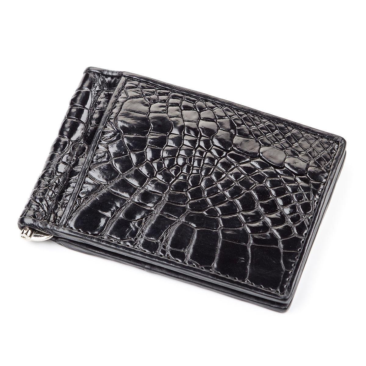 Затискач Ekzotic Leather з натуральної шкіри крокодила Чорний (cc 05)