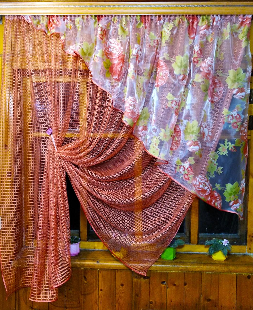 Шторы Фаина правая Терракотовый/Пион (1190845158) - фото 2 Шторы Фаина правая Терракотовый/Пион (1190845158) - фото 2