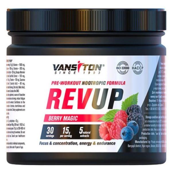 Предтренировочный комплекс Vansiton Revup Berry Magic 450 г/30 порций (24068138)
