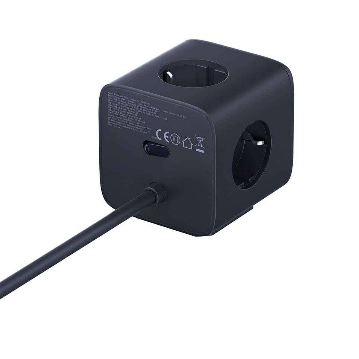 Зарядний пристрій мережевий BASEUS EnerFill FA11 Cube Power Strip 67W 3xAC/USB/Type-C E00082100123-00 1,5 м Black