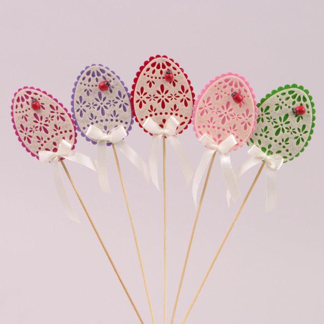 Декорация пасхальная из фетра на пике Flora Писанка микс 5 шт. (22468)