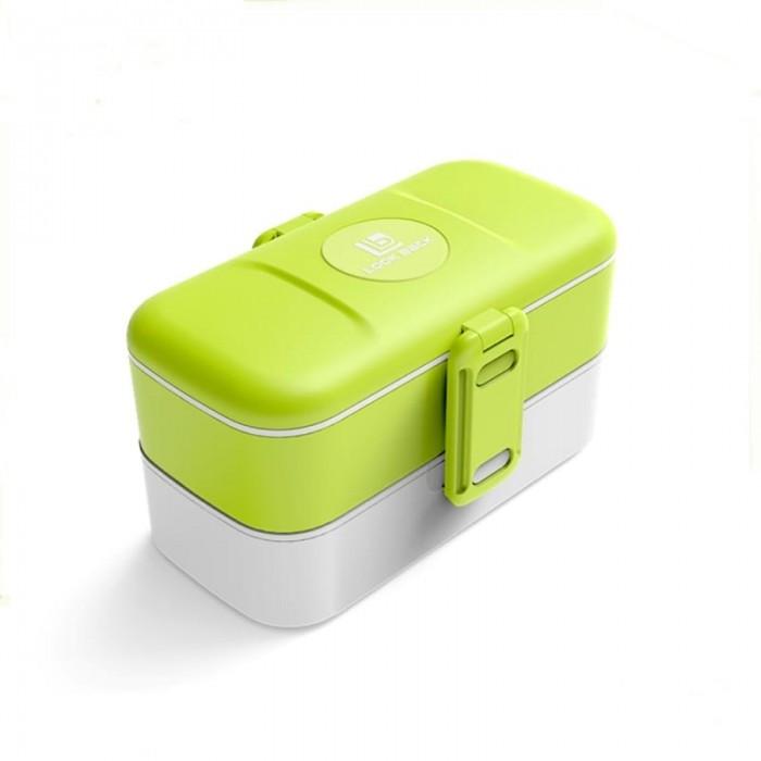 Качественный ланч-бокс Look Back Classic 1200 мл 2 яруса Зеленый (8619)