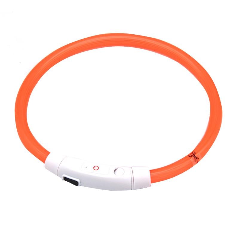 LED-ошейник для животных Lesko L-18 USB водоотталкивающий/светящийся L Orange (24366498)