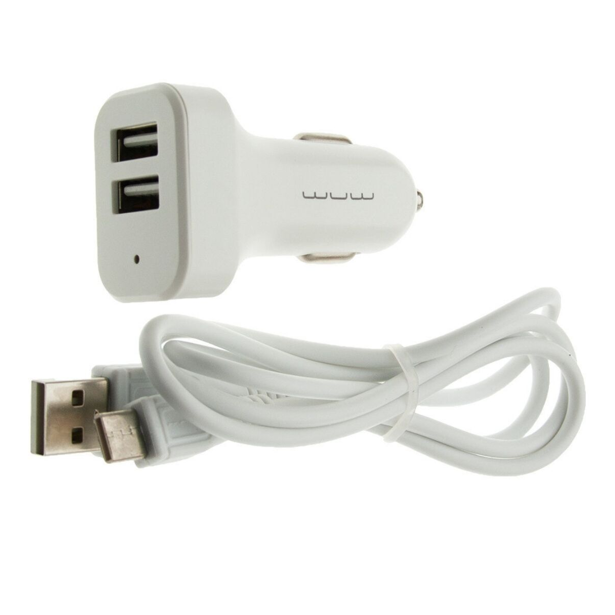 Зарядное устройство автомобильное WUW T22 2USB 2A with Type-C cable White (03647)