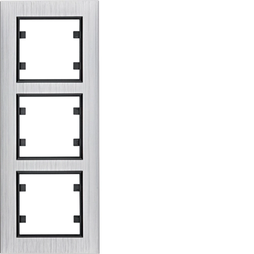 Рамка трехместная вертикальная Hager Lumina Passion Серебряный алюминий (WL9132)