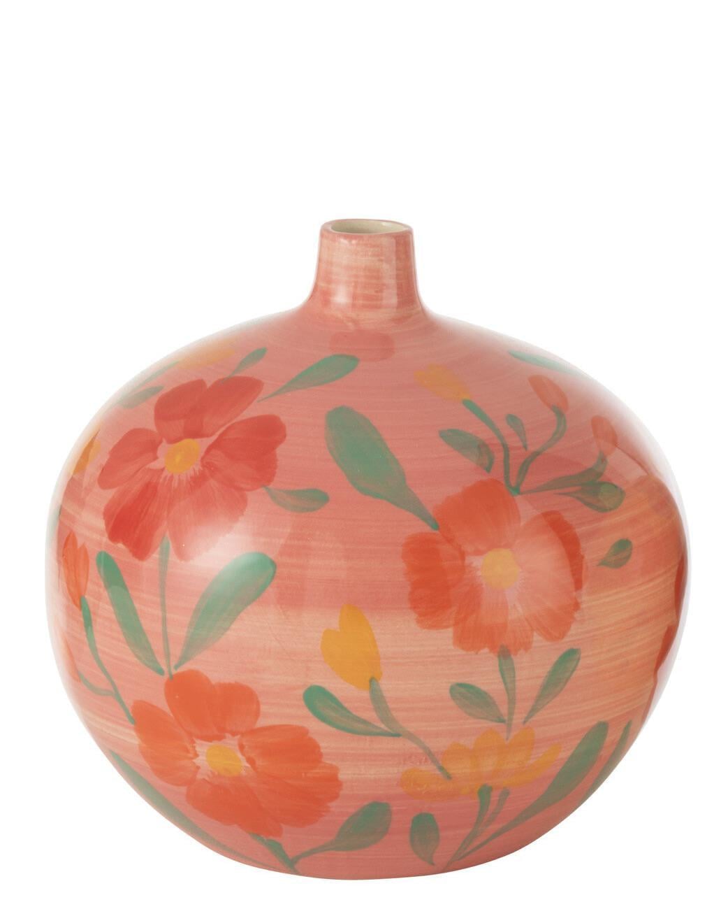 Ваза J-LINE с ручной росписью 21 см Розовый