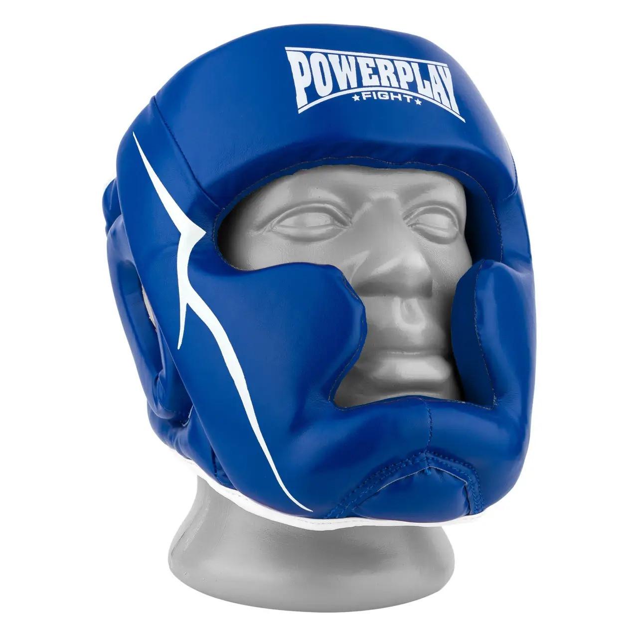 Боксерский шлем PowerPlay 3100 PU тренировочный XL Синий