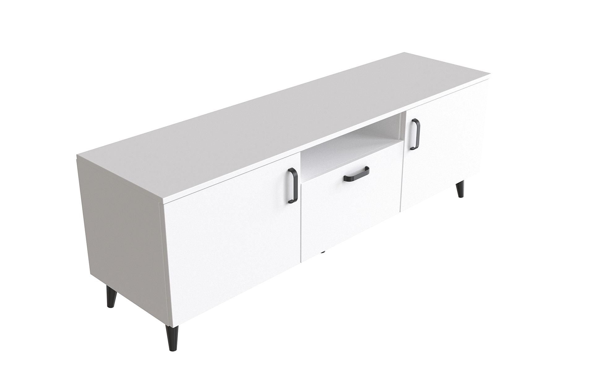 Тумба Ferrum-decor Лестер на конусных ножках металл/ДСП 16 мм 48x139x38 см Черный/Белый (FRD-106807)