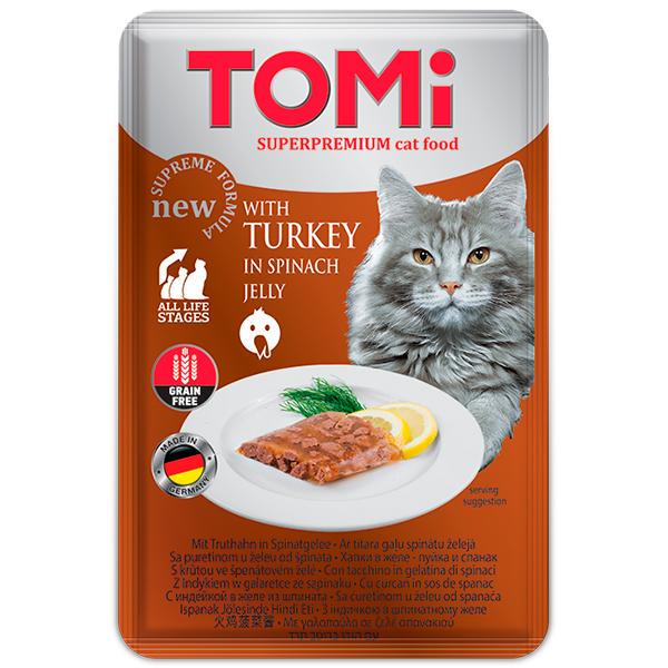 Корм влажный TOMi turkey in spinach jelly 100 г