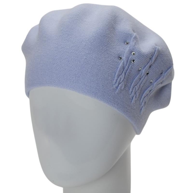Берет женский двойной Novita Перо вискозный L/57-58 Голубой (276169)
