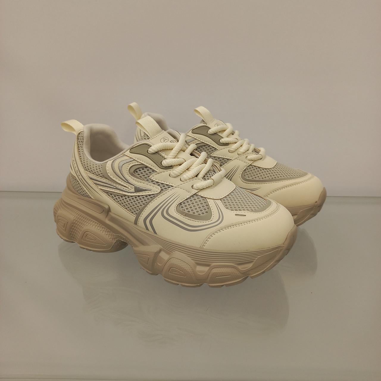 Кроссовки женские с сеткой на платформе р. 36 Молочный (33384468)