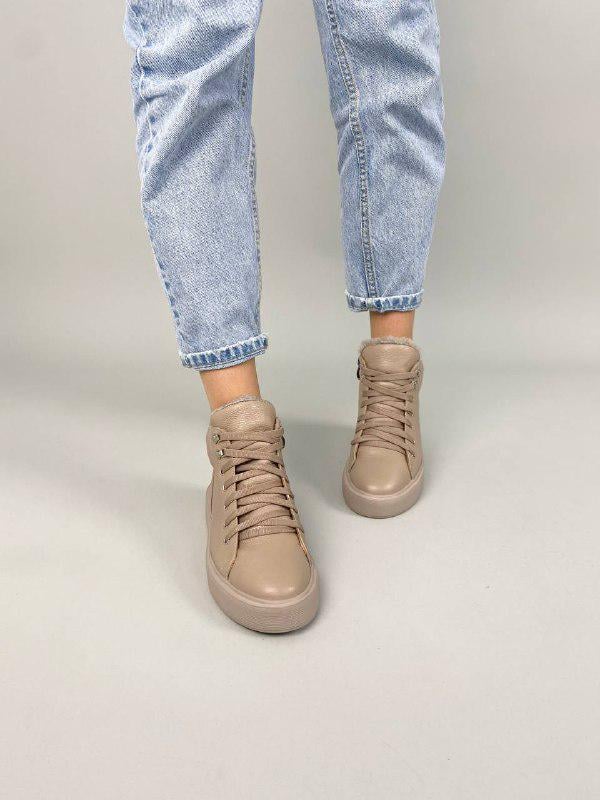 Кеды женские кожаные зимние р. 37 Бежевый (7706-1з/37) - фото 3 Кеды женские кожаные зимние р. 37 Бежевый (7706-1з/37) - фото 3