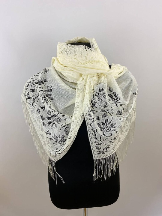 Шарф ажурный Желтый (ШарфПоли4)