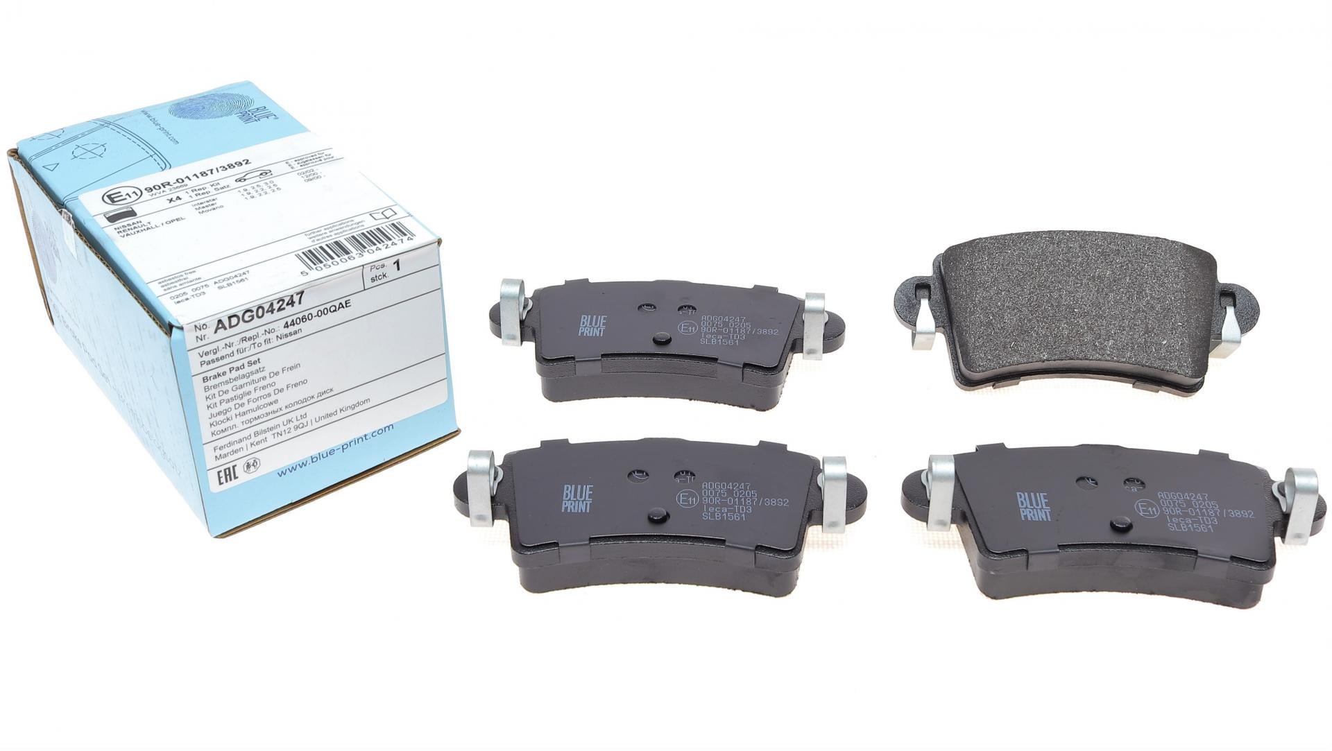 Колодки тормозные задние BLUE PRINT для Renault Master 97-10/Opel Movano A 98-10 (ADG04247)