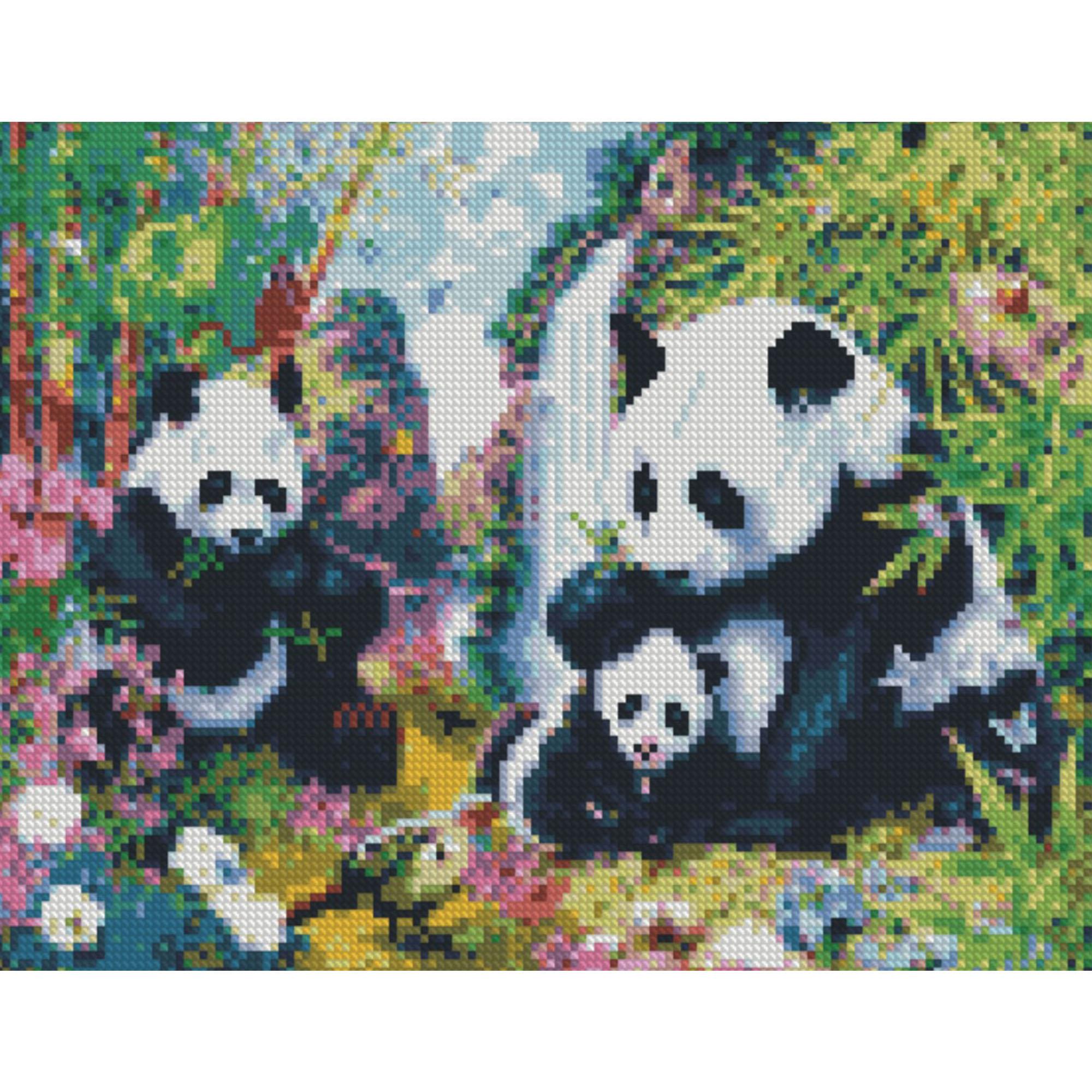 Алмазная мозаика Strateg Семья панд 30x40 см (Str-HX252)