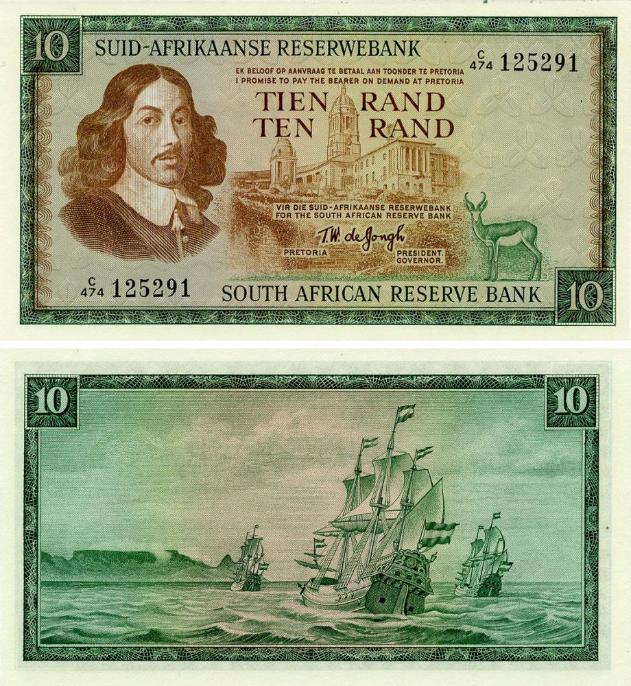 Коллекционная банкнота ЮАР 10 рэндов 1976 UNC P114c (Б25061)