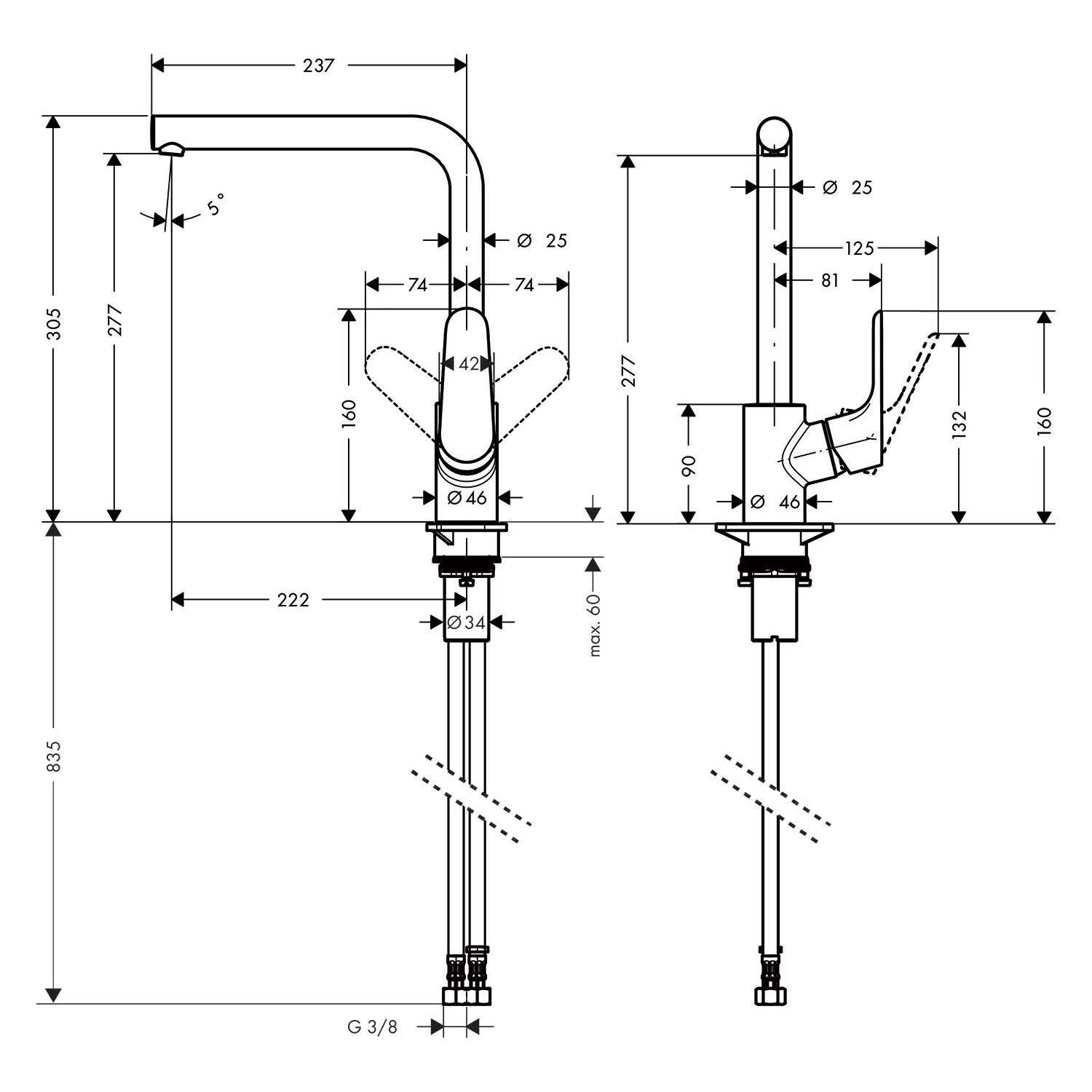 Змішувач для кухні Hansgrohe Focus M41 31817670 одноважільний Чорний (75574) - фото 2