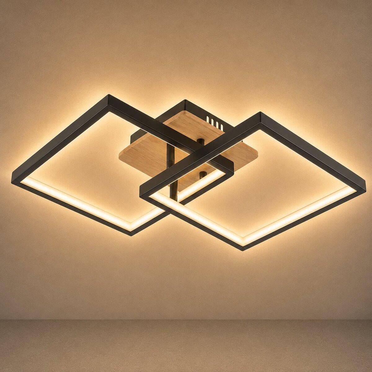 Люстра потолочная светодиодная Light House SRS-20673/2 41W BK/WOOD Черный/Дерево