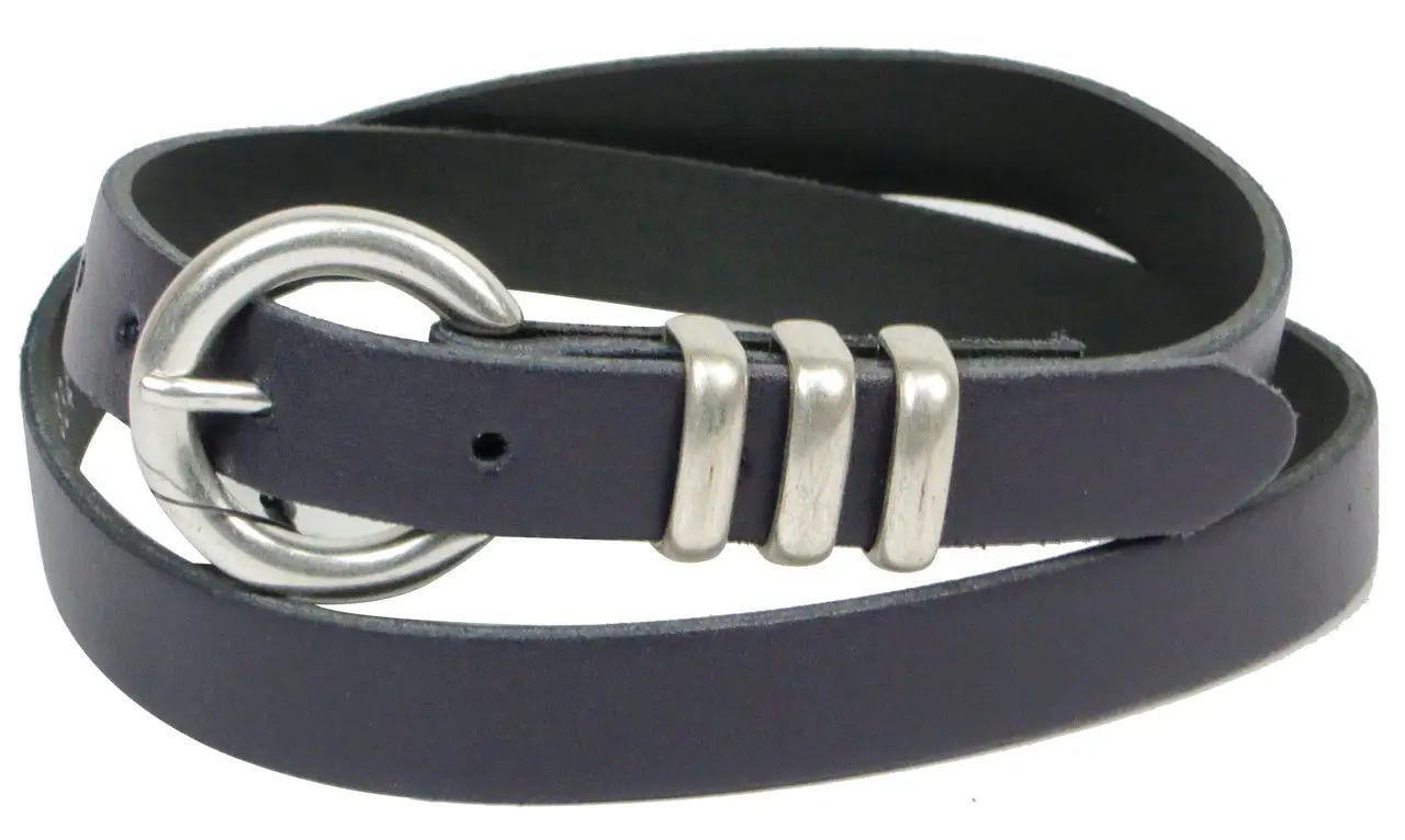 Ремінь жіночий Vanzetti шкіряний 109х2 см Темно-синій (100070)