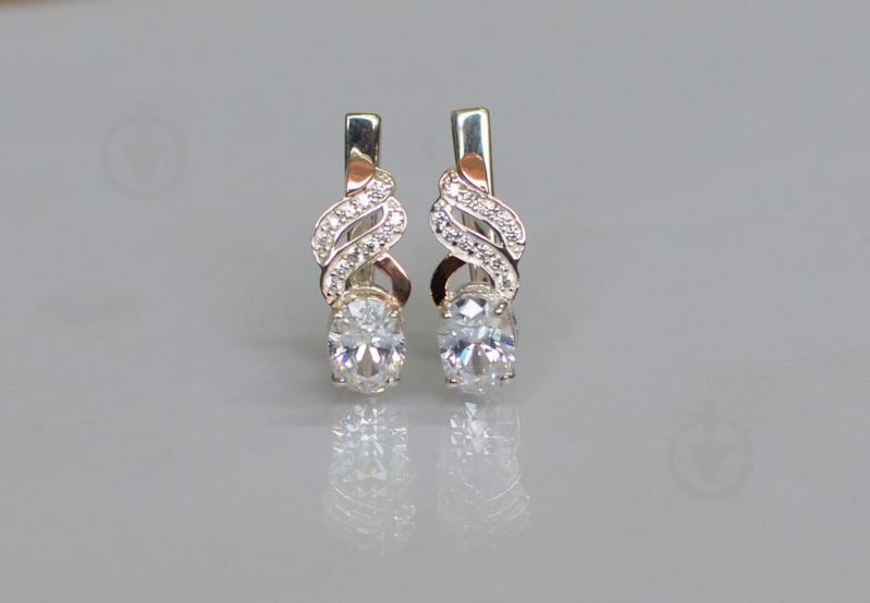 Серебряные серьги Sil с золотыми накладками 117s-7 Прозрачный (Sil-765)