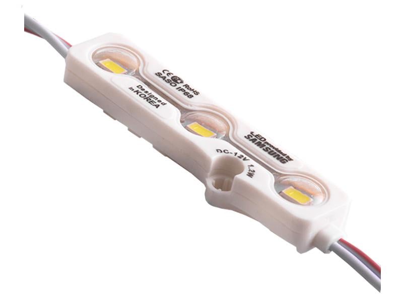 Светодиодный модуль Samsung с линзой SMD5730 3 LED 12В 1.2Вт IP68 6500К холодный белый (2156)