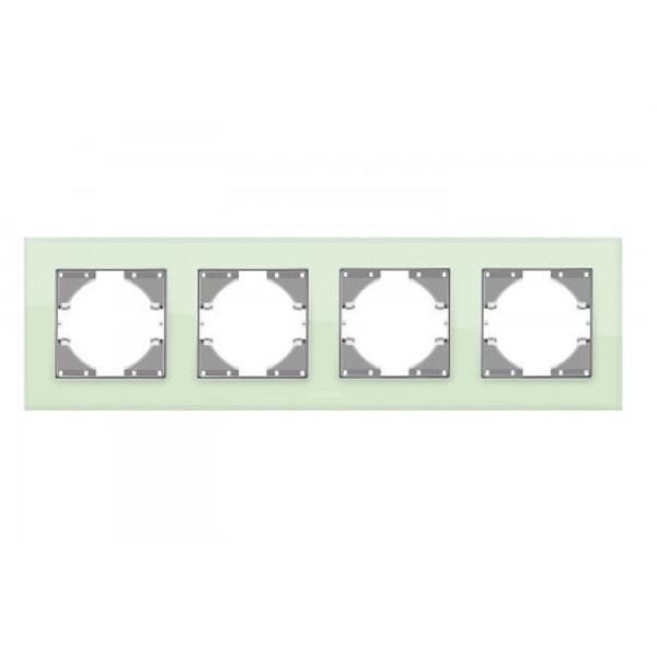 Рамка четырехместная горизонтальная Videx Binera Зеленое стекло (00000013083)