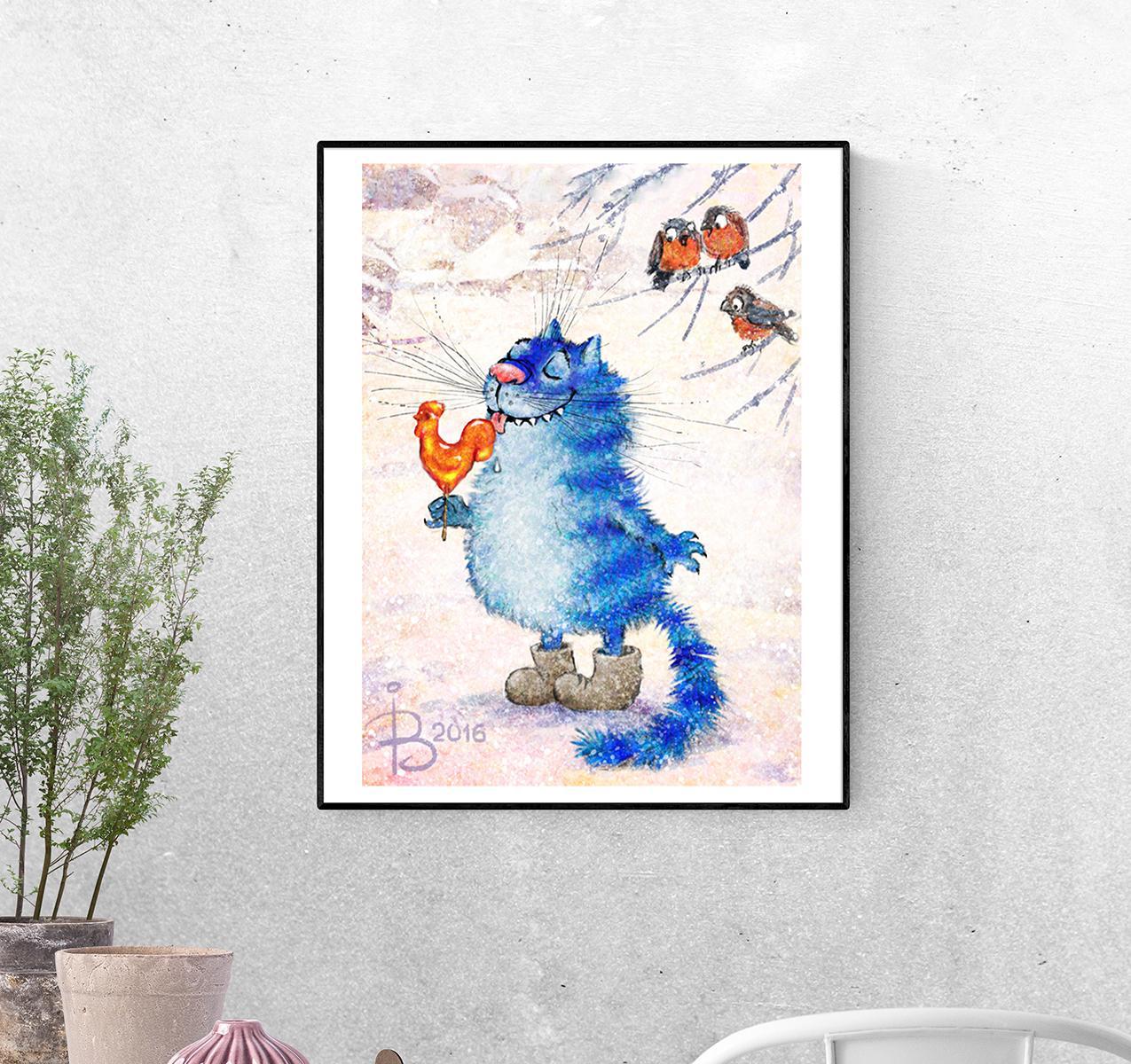 Постер Сладкая жизнь Кот и петух формат А-0